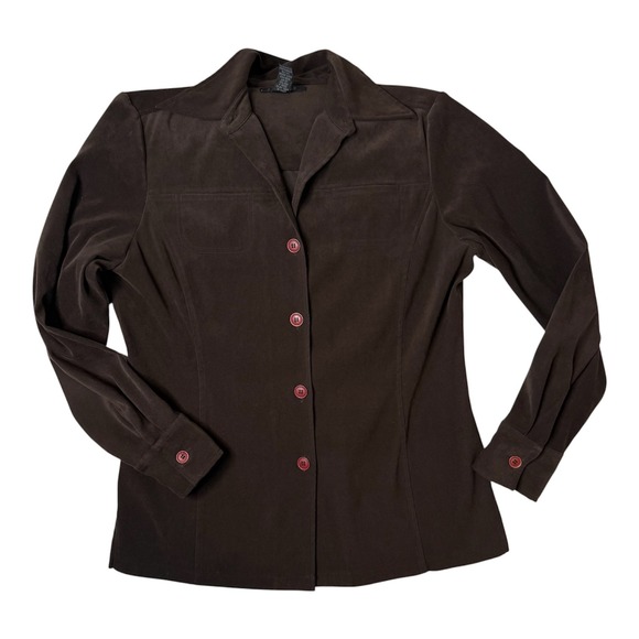 Express Tops - Vintage Brown Button Up Shirt Jacket Size M Dark Academia Whimsigoth 90s Career